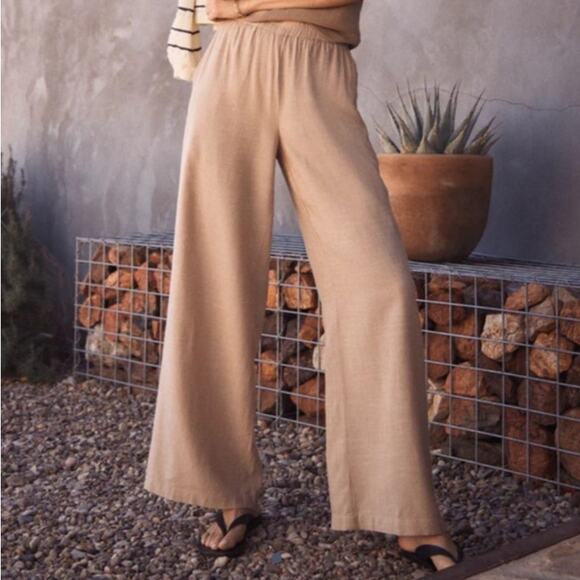 Marine Layer Allison Trouser Wide Leg Pants in Taupe Size Medium - Picture 9 of 10